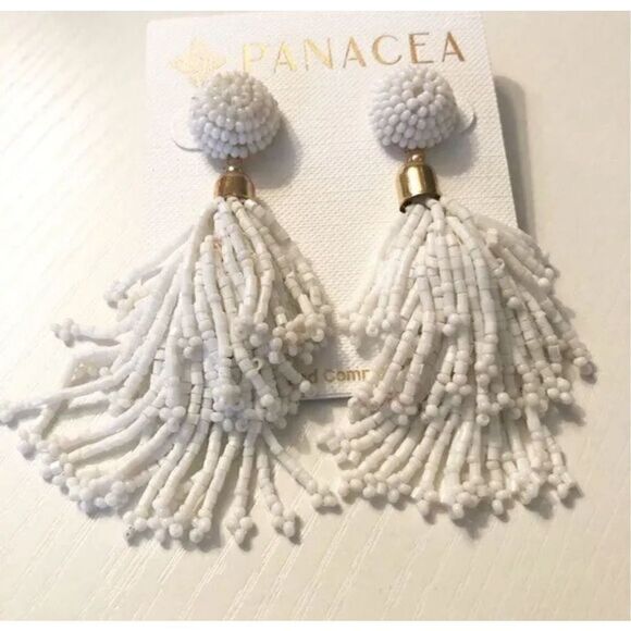 Rachel Zoe Panacea Beaded Long Tassel Earrings NEW - Picture 2 of 4